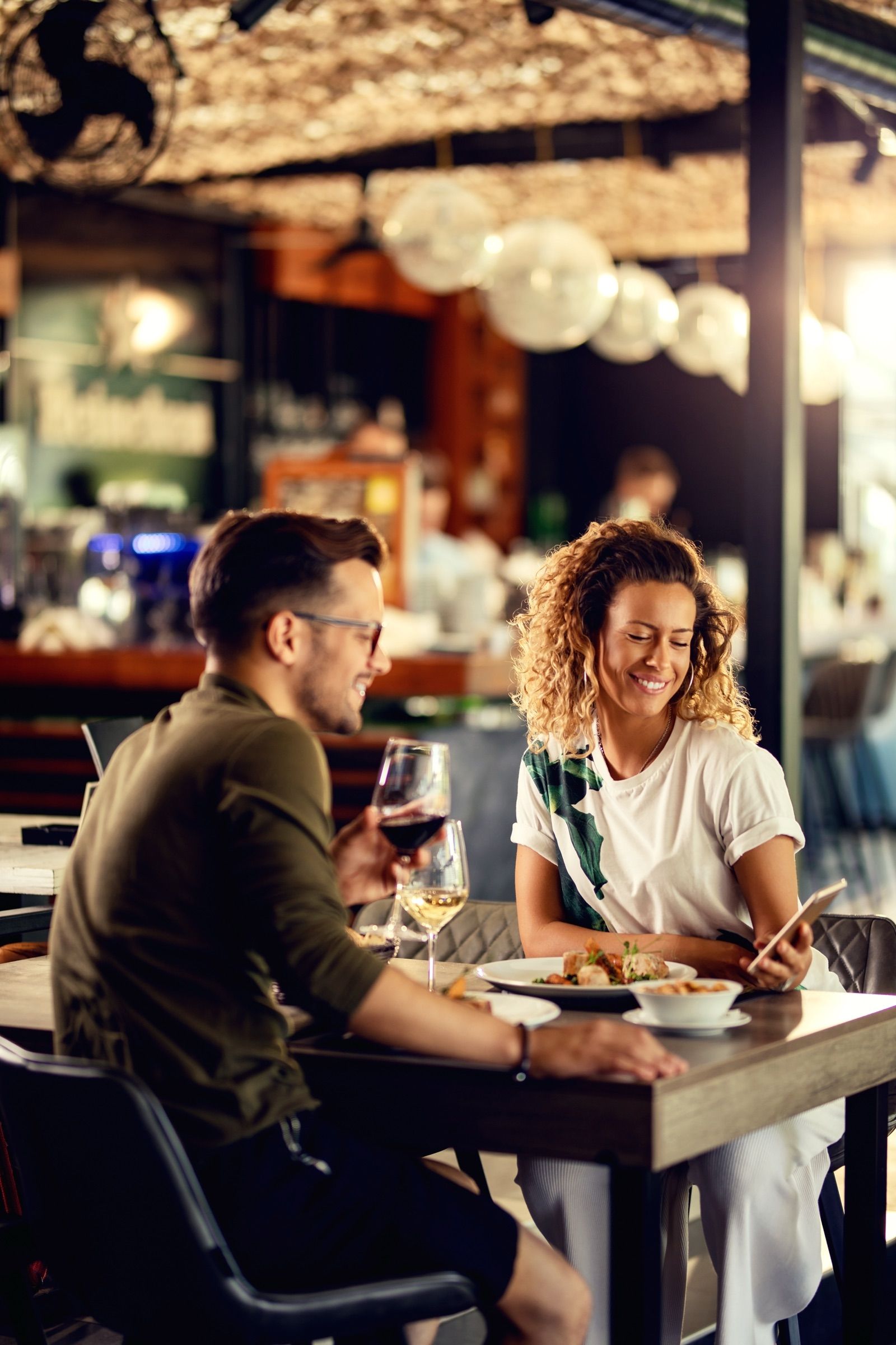 Couple enjoying dinner at a restaurant
