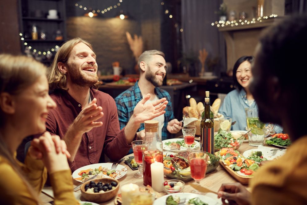 Group enjoying dinner