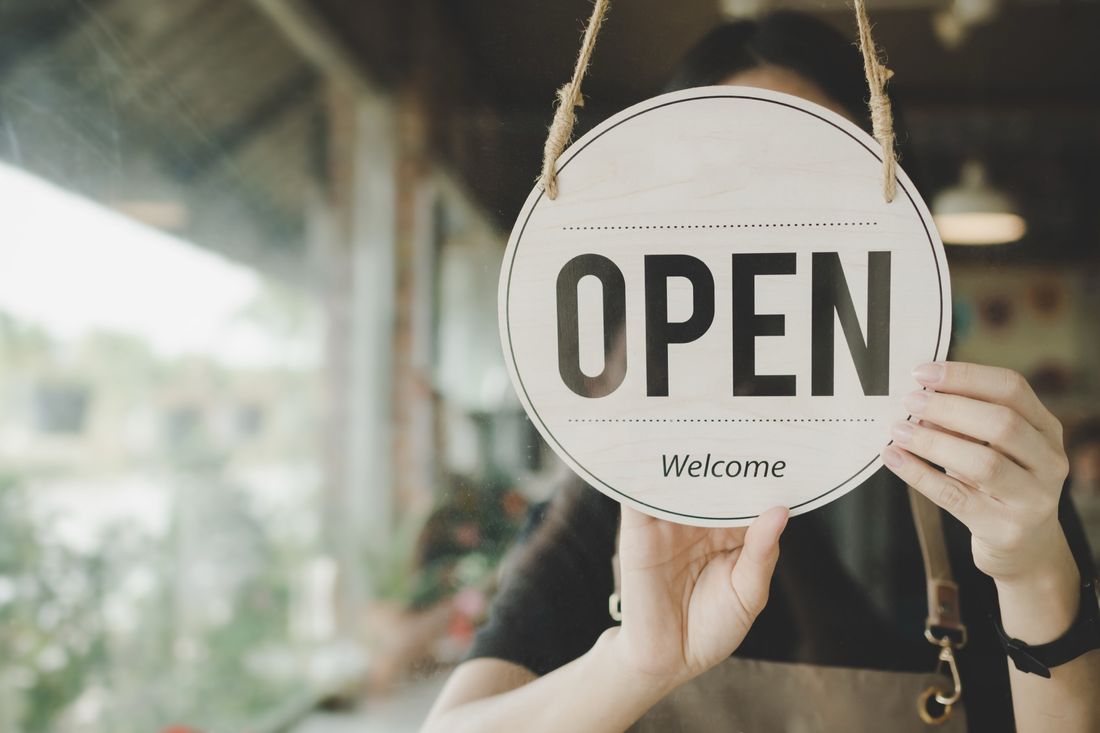 Restaurant window with open sign