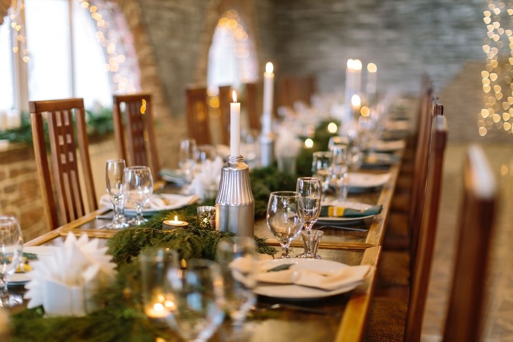 Table set with candles