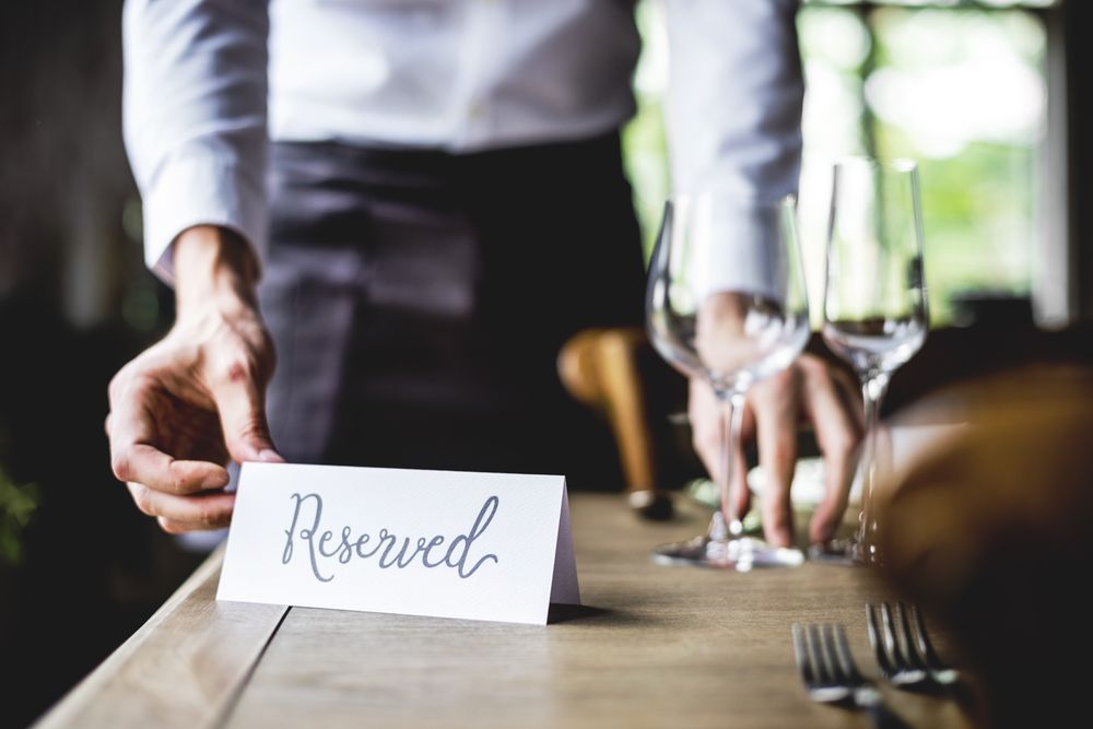 Table with a reserved sign