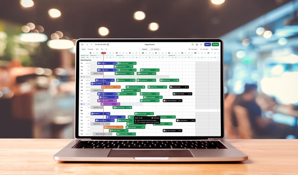 Real-time TableSense diary showing optimised service flow